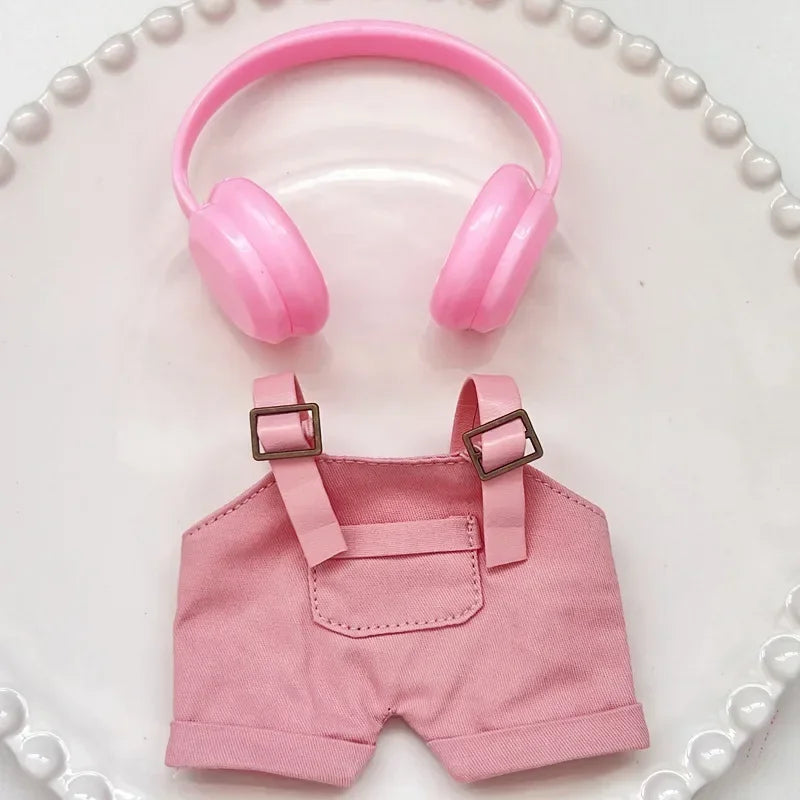 17cm Mini Plush Doll'S Clothes Outfit Accessories For Korea Kpop Exo Labubu Idol Dolls Macaron overalls Clothing Gift