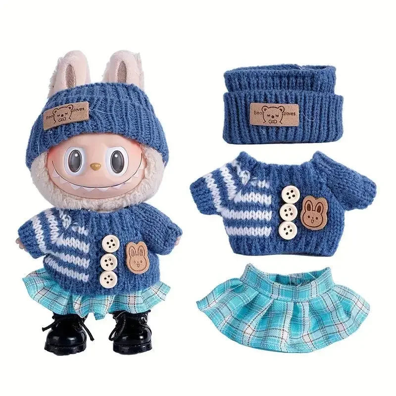 17cm Cute Mini Plush Doll'S Clothes Outfit Accessories For Korea Kpop Exo Labubu Idol Dolls Sweater Clothing DIY Kids Girl Gift