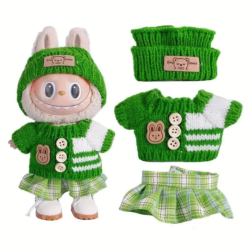 17cm Cute Mini Plush Doll'S Clothes Outfit Accessories For Korea Kpop Exo Labubu Idol Dolls Sweater Clothing DIY Kids Girl Gift