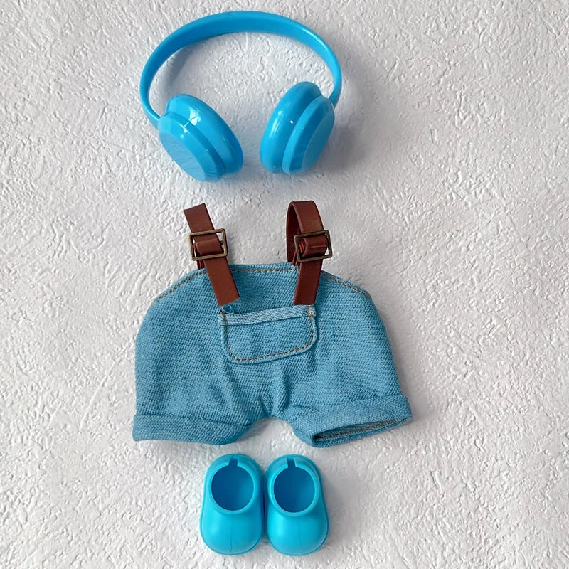 17cm Mini Plush Doll'S Clothes Outfit Accessories For Korea Kpop Exo Labubu Idol Dolls Macaron overalls Clothing Gift