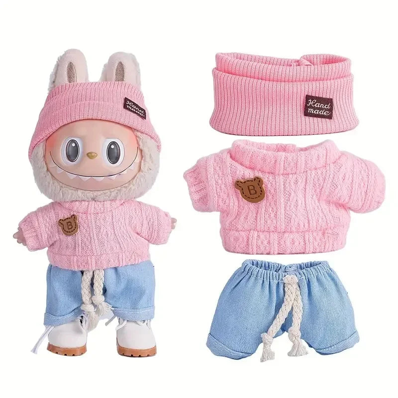 17cm Cute Mini Plush Doll'S Clothes Outfit Accessories For Korea Kpop Exo Labubu Idol Dolls Sweater Clothing DIY Kids Girl Gift